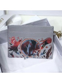 Dior Card Holder in Phenix Fairy Tale Print Grey Calfskin 2019