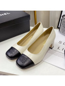 Chanel Lambskin Square Heel Pumps 5cm White 2020