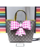 Gucci Children's GG Supreme Check Bow Tote 501804 Pink/Yellow 2017