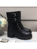 Gucci GG Leather Boots With Front Buckle and 5cm Heel Black 2020 