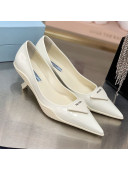 Prada Shiny Leather Pumps Heel 3cm White 2021