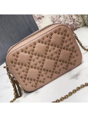 Dior Lady Dior Studded Lambskin Camera Case Shoulder Bag Nude 2019