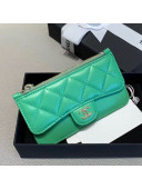 Chanel Quilted Lambskin Zipped Classic Card Holder AP0767 Green 2019