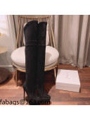 Casadei Elastic Suede Over-Knee High Platform Boots Black 2021