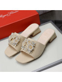 Roger Vivier Canvas Slide Sandals 3cm Beige 2021