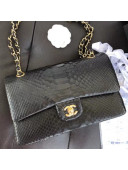 Chanel Python Leather Medium Classic Double Flap Bag Black