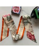 Gucci Silk Neck Bow/Bandeau Scarf with Flora Print 5x85cm Apricot 2021