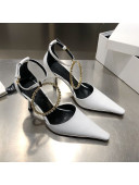 JW Anderson Calfskin Crystal Buckle Slingback Pumps White 2020