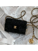 Chanel Velvet Jewel Card Holder With Chain AP2285 Black 2021