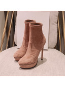 Casadei Elastic Suede Ankle Platform Boots Camel Brown 2021