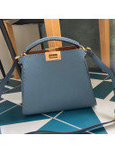 Fendi Peekaboo Iconic Essentially in Dark Blue Cuoio Romano Leather 2020