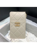 Chanel 19 Phone and Card Holder in Lambskin AP1182 Off-White 2020