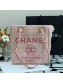 Chanel Deauville Mixed Fibers Small Shopping Bag Pink 2021