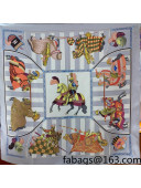 Hermes Mask Rider Silk Square Scarf 90x90cm Grey 2021