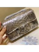 Chanel Python Leather Small Classic Flap Bag A1116 Silver/Grey 02 2020(Silver Hardware)