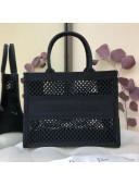 Dior Small Book Tote Bag in Black Mesh Embroidery 2020