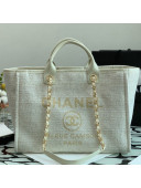 Chanel Deauville Mixed Fibers Large Shopping Bag A66941 White/Gold 2021