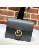 Gucci Grainy Calfskin GG Flap Shoulder Bag 510304 Grey 2020