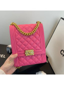 Chanel Grained Calfskin Boy Flap Bag AS0130 Pink/Gold 2019