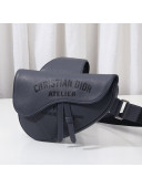 Dior Men's Saddle Bag in Dark Gray Grained Calfskin with 'Christian Dior Atelier' Signature 2020