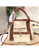 Balenciaga Denim Navy Cabas Mini Bag White/Brown 2017