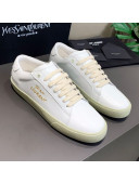 Saint Laurent White Embroidered Calfskin Sneakers Gold 2021 10