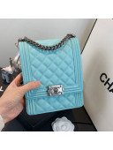 Chanel Grained Calfskin Boy Flap Bag AS0130 Light Blue/Silver 2019