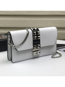 Prada Calfskin Studded Clutch with Chain 1ZH061 White 2019