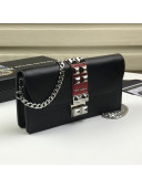 Prada Calfskin Studded Clutch with Chain 1ZH061 Black 2019