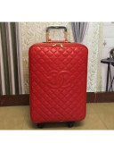 Chanel CC Quilting Trolley Luggage Bag Red 2018