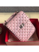 Valentino Rockstud Spike Lambskin Small Vertical Bag 0124 Pink 2019  