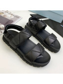 Prada Padded Nappa Leather Slingback Sandals Black 2021