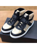 Chanel Quilted Leather Buckle High-top Sneakers Gold 2019