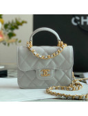 Chanel Lambskin Flap Coin Purse with Chain AP2200 Light Gray 2021