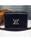 Louis Vuitton Epi Leather Twist MM Bag Black/Rouge (Silver Hardware)