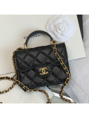 Chanel Lambskin Flap Coin Purse with Chain AP2200 Black 2021