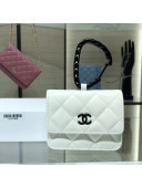 Chanel Lambskin Card Holder with Jewel Hook AP2397 White/Black 2021