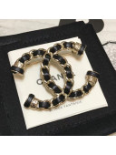 Chanel Chain Leather CC Brooch Black/Gold 2021