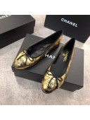 Chanel Lambskin Leather Ballerinas Black/Gold 2019