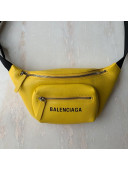 Balenciaga Logo Leather Mini Belt Bag Yellow 2019