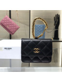 Chanel Lambskin Card Holder with Jewel Hook AP2397 Black/Gold 2021