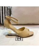 Chanel Calfskin Wedge Heel Sandals Beige 2021