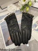 Chanel Lambskin Chain Gloves Black 2021 102925