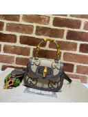 Gucci Jumbo GG Canvas Small Top Handle Bag with Bamboo ‎675797 Camel Brown 2022