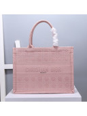 Dior Small Book Tote Bag in Pink Cannage Embroidery 2020