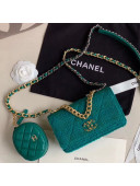 Chanel 19 Tweed Wallet on Chain WOC and Coin Purse AP0985 Green 2019