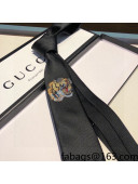 Gucci Silk Tie with Tiger Embroidery Black 2021