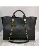 Chanel Deauville Logo Calfskin Shopping Bag Black 2021