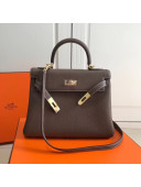 Hermes Kelly 25cm/28cm/32cm Togo Leather Bag Etoupe(Gold Hardware)