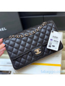 Chanel Quilted Grained Calfskin Medium Classic Flap Bag A01112 Original Quality Black/Silver 2021